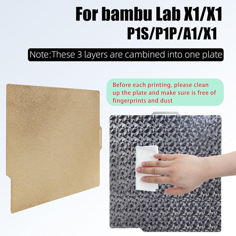 GOMENL Double Sided PEO PEI Build Plate for Bambu Lab X1/X1C/X1E/P1P/P1S/A1, 257x257mm PEO+PEI Spring Steel Plate Flexible Textured Plate for Bambu Labs Series 3D Printers - Image 3